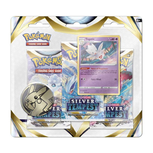 Pokémon Sword & Shield-Silver Tempest 3 Booster Packs, Coin & Togetic Promo Card